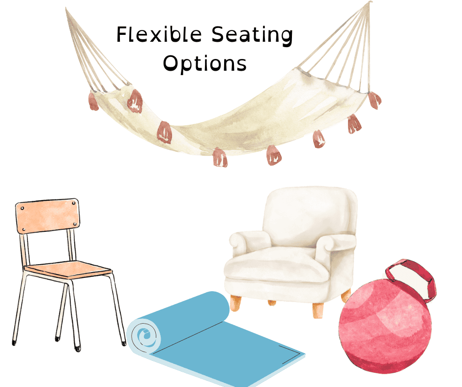 15 Achievable ADHD Accommodations Checklist for Teachers 10 ADHD ableism, chairs, yoga ball, hammock, yoga mat