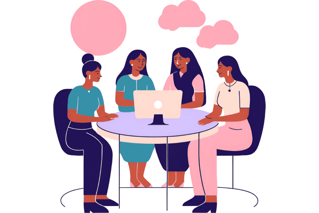 The Ultimate Accountability Partner Worksheet for Adults 9 four people meeting at purple table, accountability partner worksheet