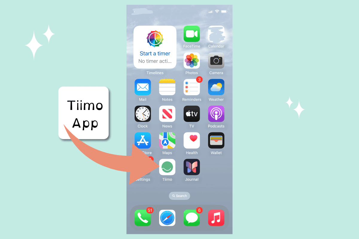 iOS smart phone user interface, app icon, Tiimo app review