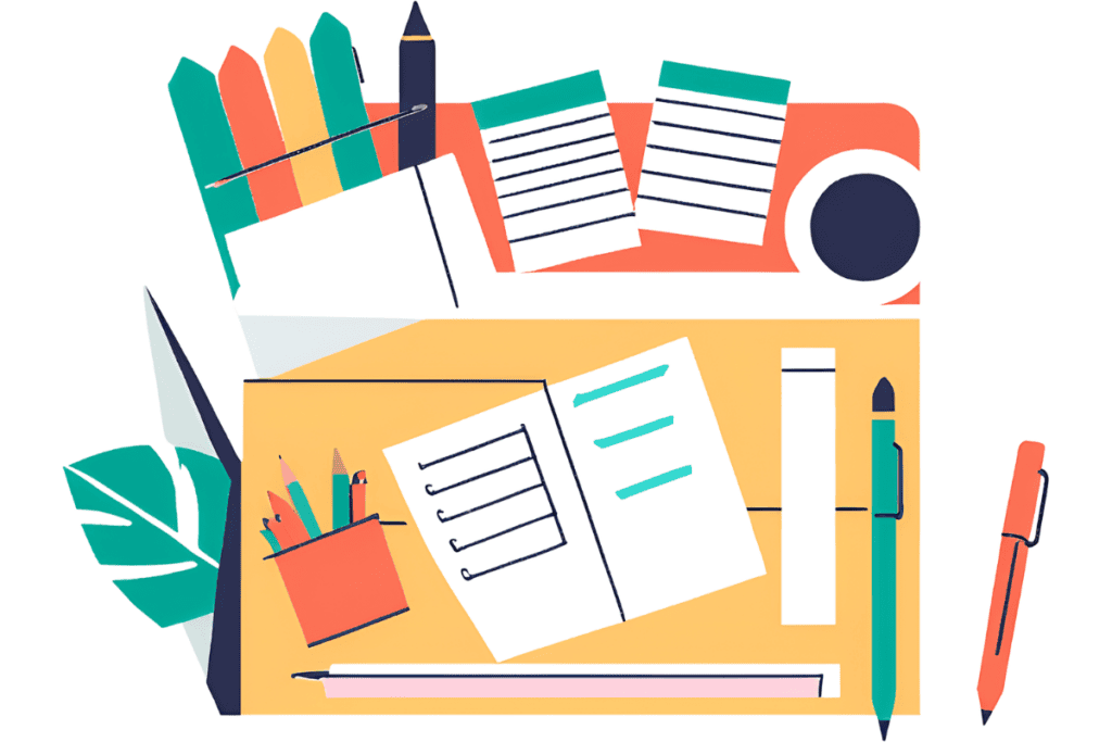 The Ultimate Accountability Partner Worksheet for Adults 7 yellow desk with coffee, pens, worksheets, accountability partner worksheet