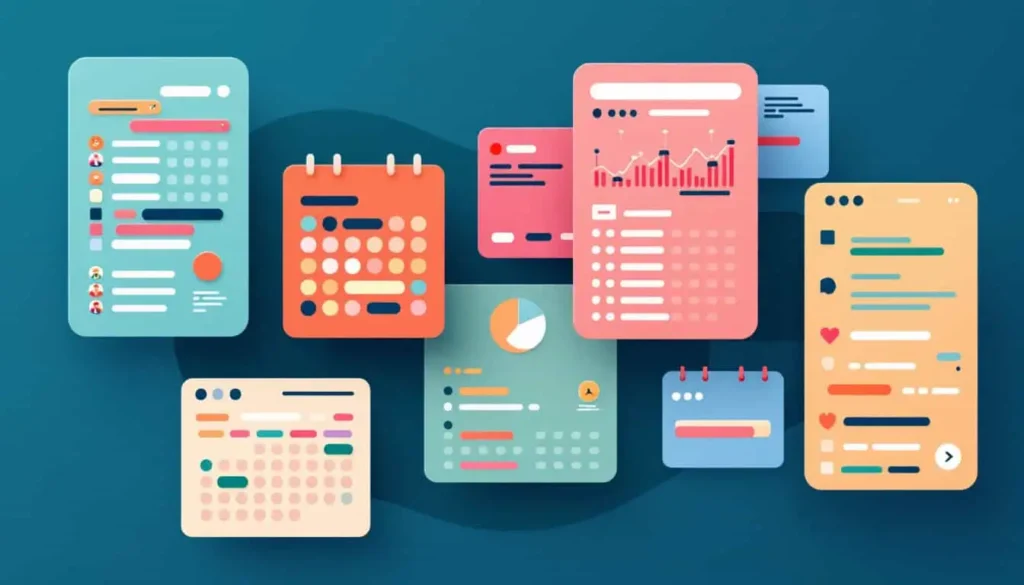 Make It Your Own – Several colorful, customizable schedule profiles (work, home, social, vacation) each with distinct icons and color bands for personalization. 