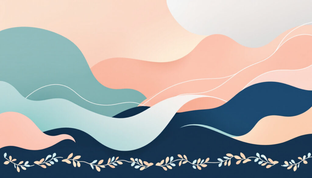 5 Essential Ways Setting Boundaries Is Different for Neurodivergent Teachers 4 abstract wavy lines as boundaries in sage and peach and navy with floral border at the bottom