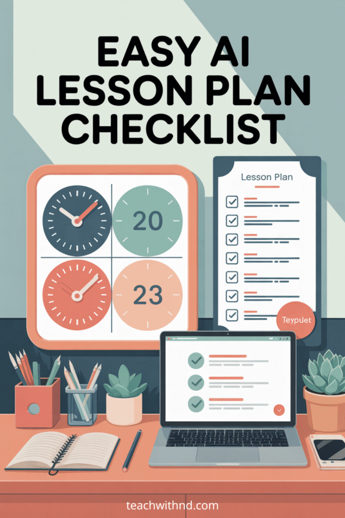 How Brisk AI Helps Teachers Save Hours on Lesson Planning 8 Brisk AI Chrome extension icon inside Google Doc, big text "How Brisk AI Simplifies Lesson Planning," digital planning cards, checklists, and progress bars on a laptop in clean, bright vector style.
