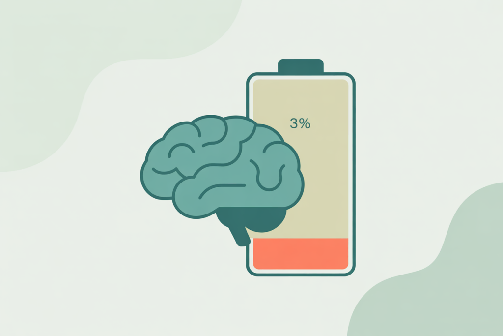 5 Side Hustles That Pay Well for Teachers 9 Brain icon next to low battery symbol representing burnout and low energy in neurodivergent teachers