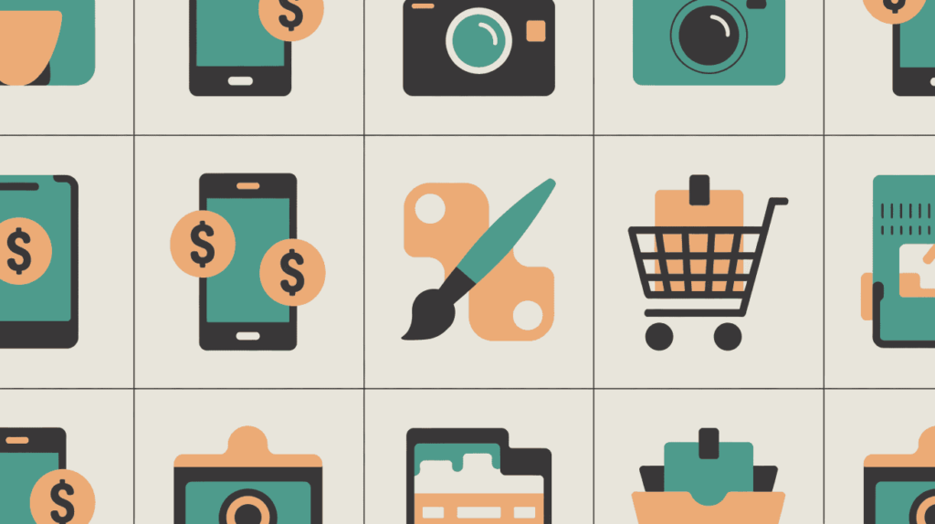 Grid of vector icons like carts, tools, and tags — representing a variety of weekend-friendly income streams.

