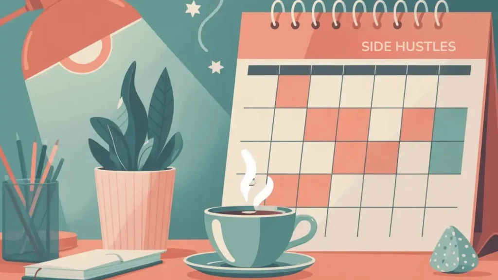 Why Teachers Need Side Hustles 11 Featured image with calendar, plants, and warm workspace, symbolic of side hustle stability for teachers.